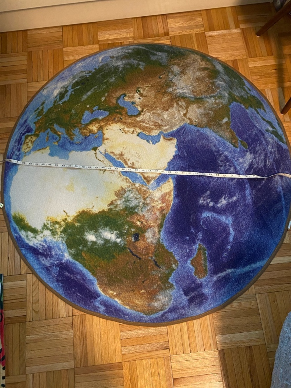 Earth Globe Round Area Rug - Blue, Green, Brown